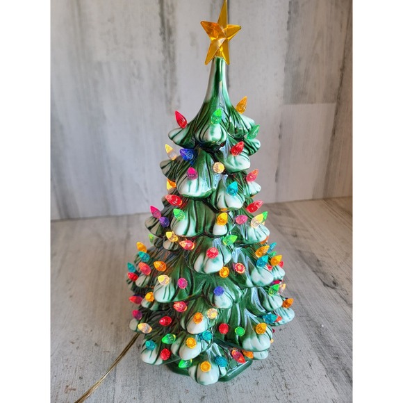 Vintage ceramic tree light table top Xmas pine home decor figure - Picture 8 of 12